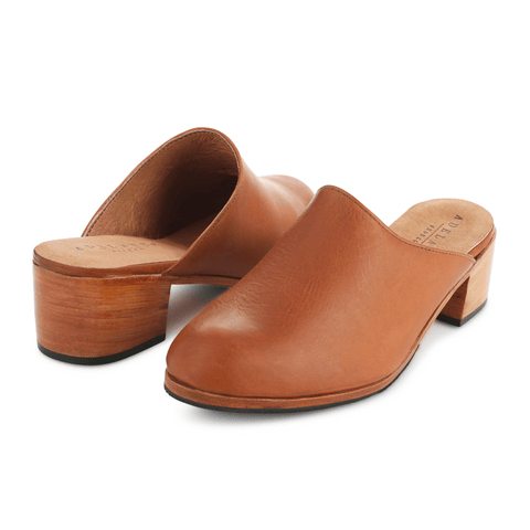 women's handmade leather mule shoes