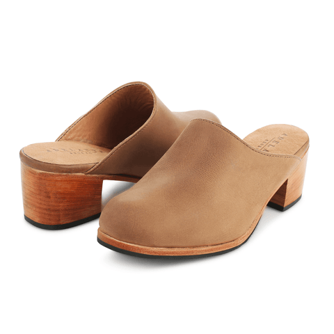 women's handmade leather mule shoes