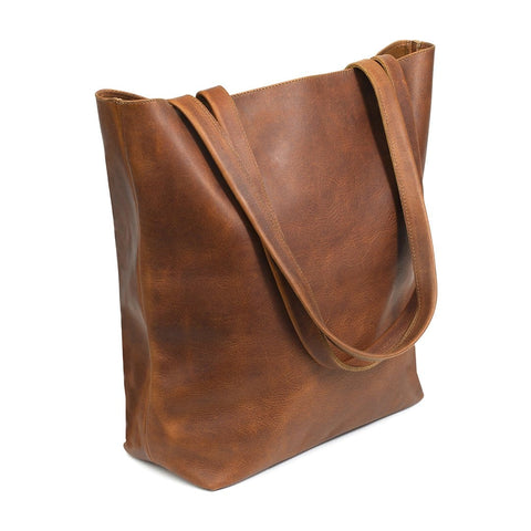 handmade leather tote bag